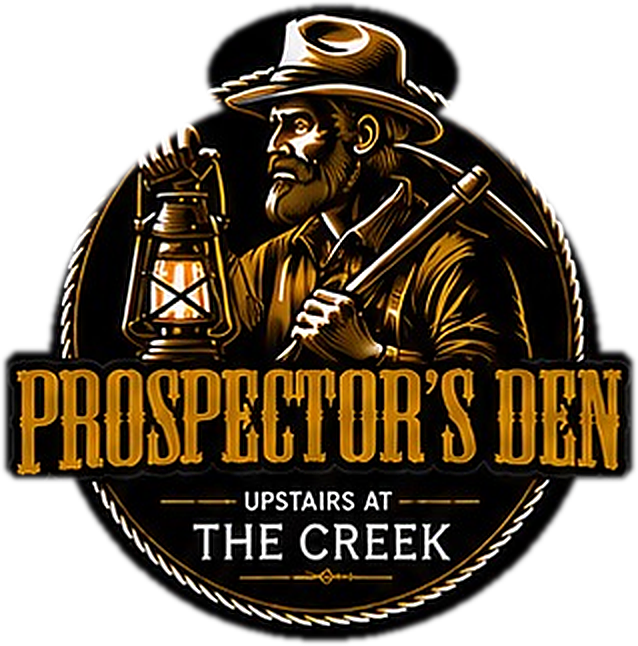 Prospector's Den logo, upstairs at The Creek
